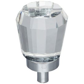 1" Overall Length Polished Chrome Faceted Glass Harlow Cabinet Knob