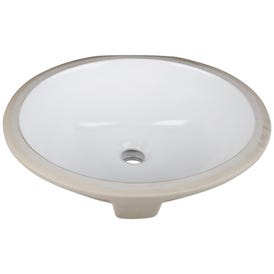 15-9/16" L x 13" W  White Oval Undermount Porcelain Bathroom Sink With Overflow
