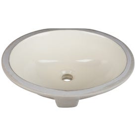 15-9/16" L x 13" W  Parchment Oval Undermount Porcelain Bathroom Sink With Overflow