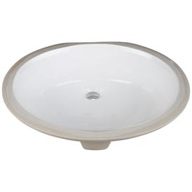 17-3/8" x 14-1/4" White Oval Undermount Porcelain Bathroom Sink With Overflow