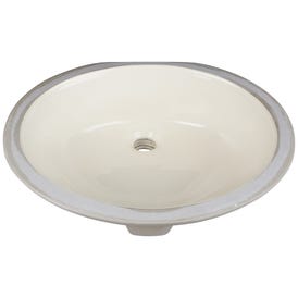 17-3/8" L x 14-1/4" W Parchment Oval Undermount Porcelain Bathroom Sink With Overflow