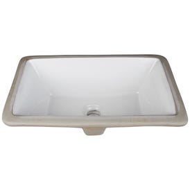 16" L x 9-7/8" W White Rectangle Undermount Porcelain Bathroom Sink With Overflow