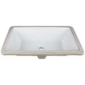 18-1/2" L x 11-1/8" W White Rectangle Undermount Porcelain Bathroom Sink With Overflow