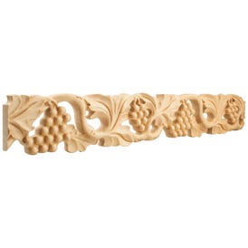 1" D x 4" H Basswood Grape Hand Carved Moulding