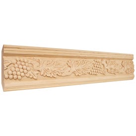 1-1/8" D x 4-3/4" H Basswood Acanthus & Grape Hand Carved Moulding