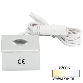 105 Lumens/Fixture 12-volt Accent Output Mini Square Series Puck Light, Single-White, Brushed Aluminum, Warm White 2700K