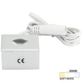 105 Lumens/Fixture 12-volt Accent Output Mini Square Series Puck Light, Single-White, Brushed Aluminum, Soft White 3000K
