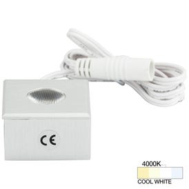 105 Lumens/Fixture 12-volt Accent Output Mini Square Series Puck Light, Single-White, Brushed Aluminum, Cool White 4000K