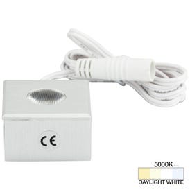 105 Lumens/Fixture 12-volt Accent Output Mini Square Series Puck Light, Single-White, Brushed Aluminum, Daylight White 5000K