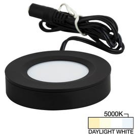 180 Lumens/Fixture 12-volt Standard Output Pearl Series Puck Light, Single-White, Black,  Daylight White 5000K