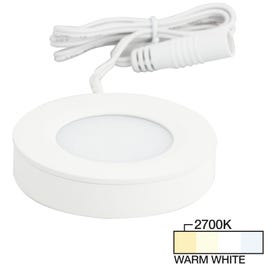 180 Lumens/Fixture 12-volt Standard Output Pearl Series Puck Light, Single-White, White, Warm White 2700K