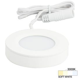 180 Lumens/Fixture 12-volt Standard Output Pearl Series Puck Light, Single-White, White, Soft White 3000K