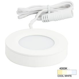 180 Lumens/Fixture 12-volt Standard Output Pearl Series Puck Light, Single-White, White, Cool White 4000K