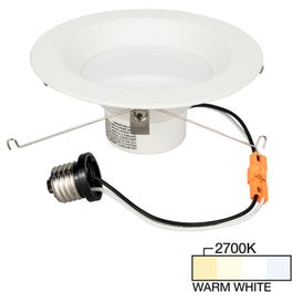 900 Lumen 6" Trimmed Retro-Fit Recessed Can Light, Single-White, Warm White 2700K