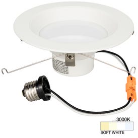 900 Lumen 6" Trimmed Retro-Fit Recessed Can Light, Single-White, Soft White 3000K