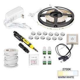 16 Ft., 120 Lumens/Ft. 12-volt Accent Output Touch Dimmer Switch Tape Light Kit, Single-White, Warm White 2700K