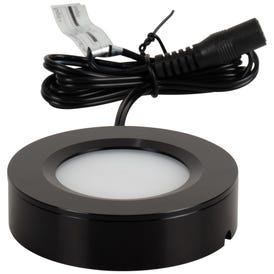 180 Lumens/Fixture 12-volt Puck Light, Single-White, Black Finish, Soft White 3000K, Direct-Wire or Barrel Connection