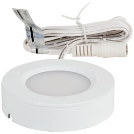 180 Lumens/Fixture 12-volt Puck Light, Single-White, White Finish, Soft White 3000K, Direct-Wire or Barrel Connection