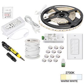 16 Ft. 225 Lumens/Ft.. 12-volt Standard Output Quattro Wireless Controller Tape Light Kit, 1 Zone 1 Area, Warm White 2700K