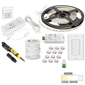 16 Ft. 225 Lumens/Ft.. 12-volt Standard Output Quattro Wireless Controller Tape Light Kit, 1 Zone 1 Area, Cool White 4000K