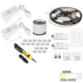 16 Ft.. 225 Lumens/Ft. 12-volt Standard Output Duo Wireless Controller Tape Light Kit, 2 Zone 2 Area, Single-White, Cool White 4000K
