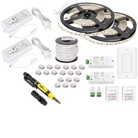 32 Ft.. 225 Lumens/Ft. 12-volt Standard Output Duo Wireless Controller Tape Light Kit, 2 Zone 2 Area, Single-White