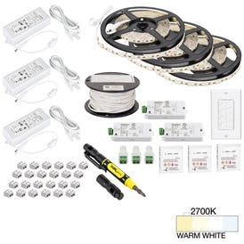 49 Ft., 225 Lumens/Ft. 12-volt Standard Output Quattro Wireless Controller Tape Light Kit, 3 Zone 3 Area, Single-White, Warm White 2700K