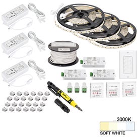 49 Ft., 225 Lumens/Ft. 12-volt Standard Output Quattro Wireless Controller Tape Light Kit, 3 Zone 3 Area, Single-White, SoFt. White 3000K