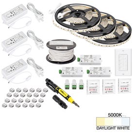 49 Ft., 225 Lumens/Ft. 12-volt Standard Output Quattro Wireless Controller Tape Light Kit, 3 Zone 3 Area, Single-White, Daylight White 5000K