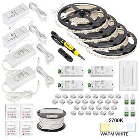 65 Ft., 225 Lumens/Ft. 12-volt Standard Output Quattro Wireless Controller Tape Light Kit, 4 Zone 4 Area, Single-White, Warm White 2700K