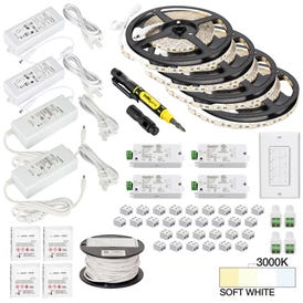 65 Ft., 225 Lumens/Ft. 12-volt Standard Output Quattro Wireless Controller Tape Light Kit, 4 Zone 4 Area, Single-White, SoFt. White 3000K