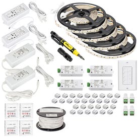 65 Ft., 225 Lumens/Ft. 12-volt Standard Output Quattro Wireless Controller Tape Light Kit, 4 Zone 4 Area, Single-White