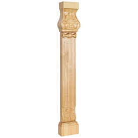 31" H Rubberwood Acanthus & Shell Pilaster