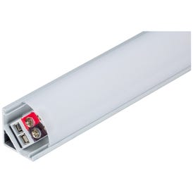 8-5/8" 400 Lumens/Ft. 24-Volt High Output Angled Linear Fixture, Single-White, Fits 12" Wall Cabinet, 230 Lumens/Fixture, 3 Watts, Soft White 3000K