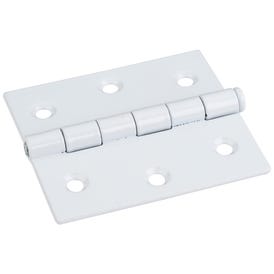 White 3" x 2-3/4" Single Full Swaged Butt Hinge