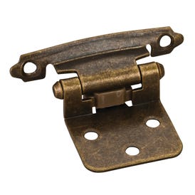 Traditional 1/2" Overlay Hinge with Screws - Antique Brass