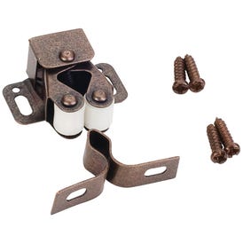 Double Roller Catch with Strike and Screws - Dark Brushed Antique Copper