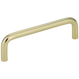 4" Center-to-Center Polished Brass Torino Cabinet Wire Pull
