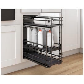 8" Black Nickel STORAGE WITH STYLE® Metal "No Wiggle" Under Drawer Soft-close Base Pullout