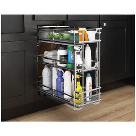 8" Polished Chrome STORAGE WITH STYLE® Metal "No Wiggle" Under Drawer Soft-close Base Pullout