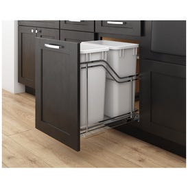 Double 35 Quart Polished Chrome STORAGE WITH STYLE® Metal Soft-close Trashcan Pullout