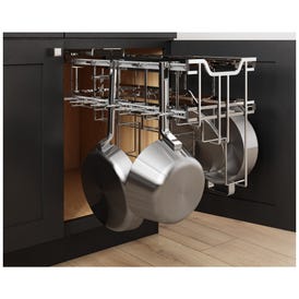 Polished Chrome STORAGE WITH STYLE® Soft-close Hanging Pan Pullout