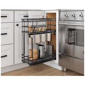 8" Black Nickel STORAGE WITH STYLE® Metal "No Wiggle" Soft-close Utensil Base Pullout