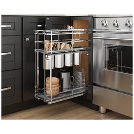 8" Polished Chrome STORAGE WITH STYLE® Metal "No Wiggle" Soft-close Utensil Base Pullout