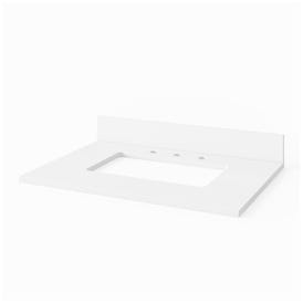 31" White Quartz Vanity Top, center rectangle bowl cutout