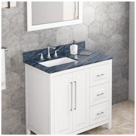 37" Grey Marble Vanity Top, left offset rectangle bowl cutout