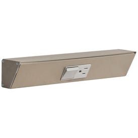 12" TR Switch Series Angle Power Strip, Single Switch, Satin Nickel Finish, Grey Switch and Receptacles