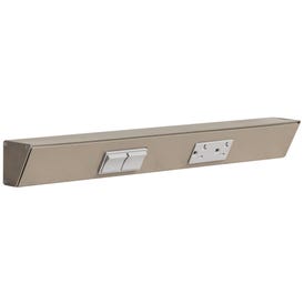 18" TR Switch Series Angle Power Strip, Left Switches, Satin Nickel Finish, Grey Switches and Receptacles