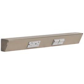 18" TR Switch Series Angle Power Strip, Right Switches, Satin Nickel Finish, Grey Switches and Receptacles