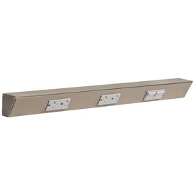 24" TR Switch Series Angle Power Strip, Right Switches, Satin Nickel Finish, Grey Switches and Receptacles